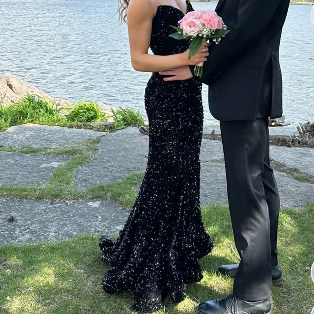 Portia and Scarlett Black Sequin Gown